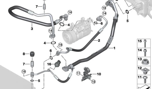 Tubería de refrigerante de doble tubo para BMW G42, G20, G21, G28, G22, G23, G26 (OEM 64539395471). Original BMW