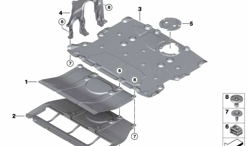 Protección del compartimento motor OEM 51758065928 para BMW F97 (X3 M), F98 (X4 M). Original BMW