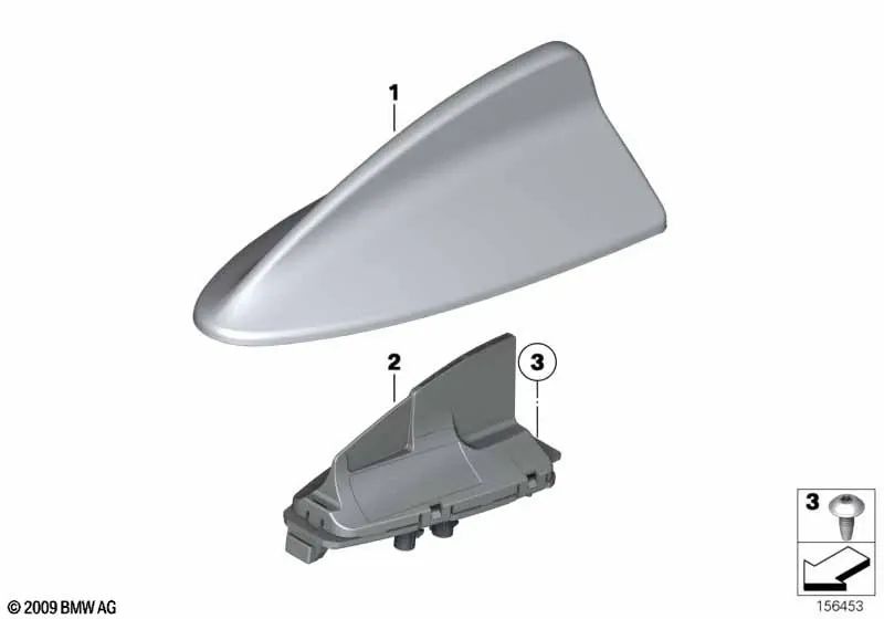 Primed Roof Antenna Blank Housing for BMW F07, F11, F25, E70, E71 (OEM 65209125663). Original BMW