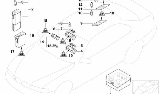 Box lampada di sostituzione OEM 63212318128 per BMW E46, E39, E65, E66, E83, E85, E86. BMW originale