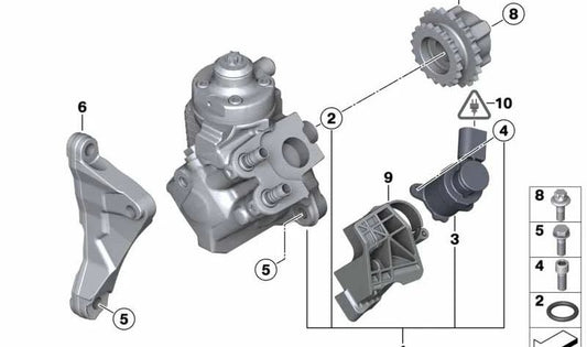 Pompa ad alta pressione OEM 13518514138 per BMW F20, F21, F22, F23, F30, F31, F34, F32, F33, F36, G30, G31, G11, G12, F48, F39, G01, G02, F15. BMW originale.