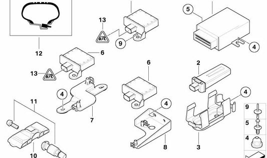 Soporte emisor de activación RDC delantero para BMW Z4 E85, E86 (OEM 36206774886). Original BMW