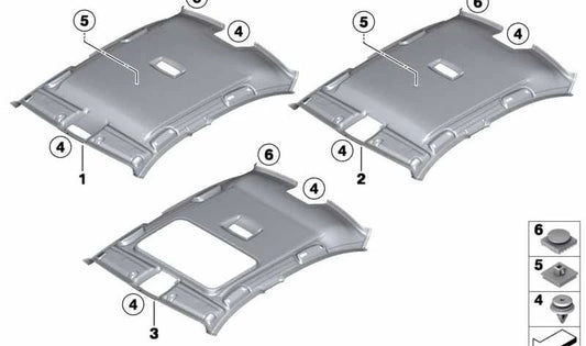 Acabamento interno do teto solar OEM 51447343299 para BMW F30, F80. BMW originais.