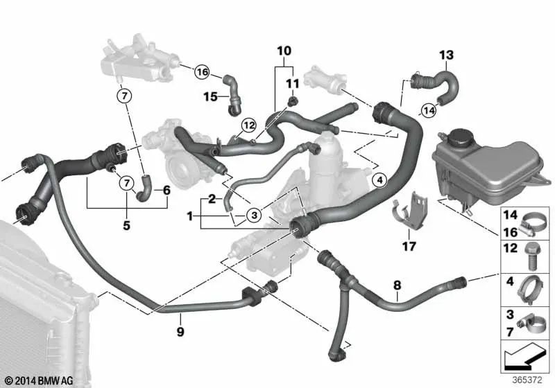 Tubería para BMW Serie 7 E65, E66 (OEM 17127789724). Original BMW