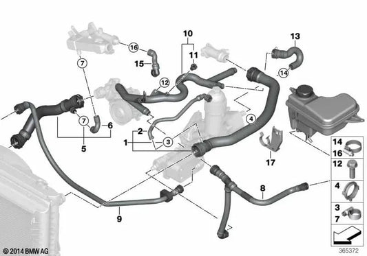 Tubería para BMW Serie 7 E65, E66 (OEM 17127789724). Original BMW