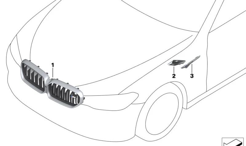 INDAÇA DE AR ​​DIREITO 51138082384 PARA BMW F90. BMW original.