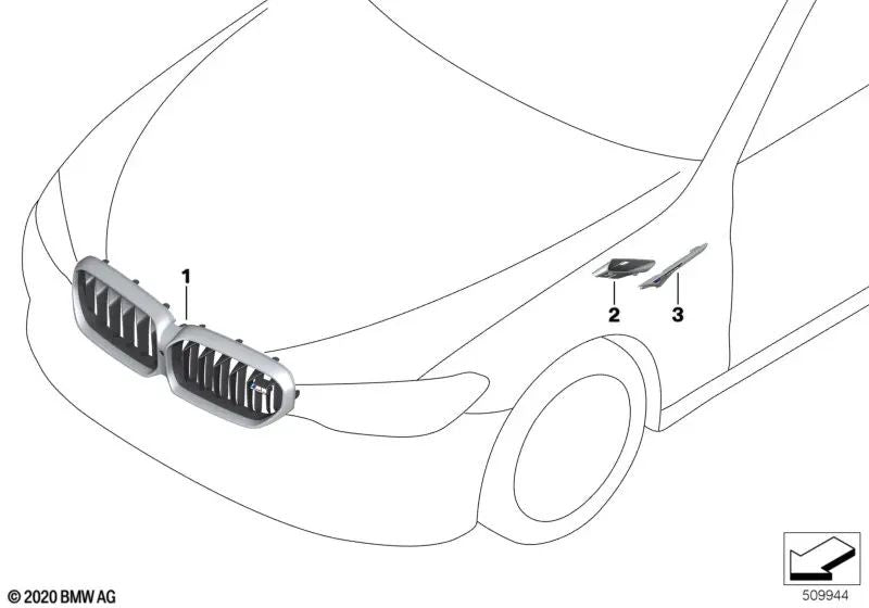 Cubierta de conducción de aire pared lateral izquierda para BMW F90, F90N (OEM 51138063205). Original BMW.