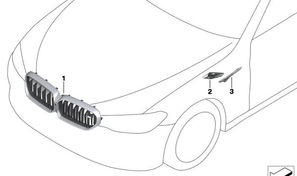 Rejilla Decorativa Delantera para BMW F90N (OEM 51138082107). Original BMW