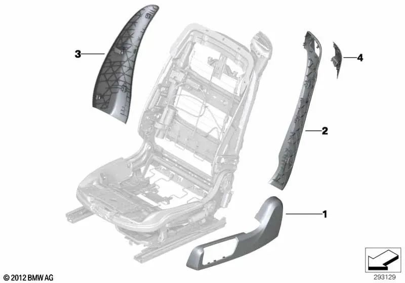 Cubierta del asiento exterior izquierda para BMW F06, F12, F13 (OEM 52107982283). Original BMW