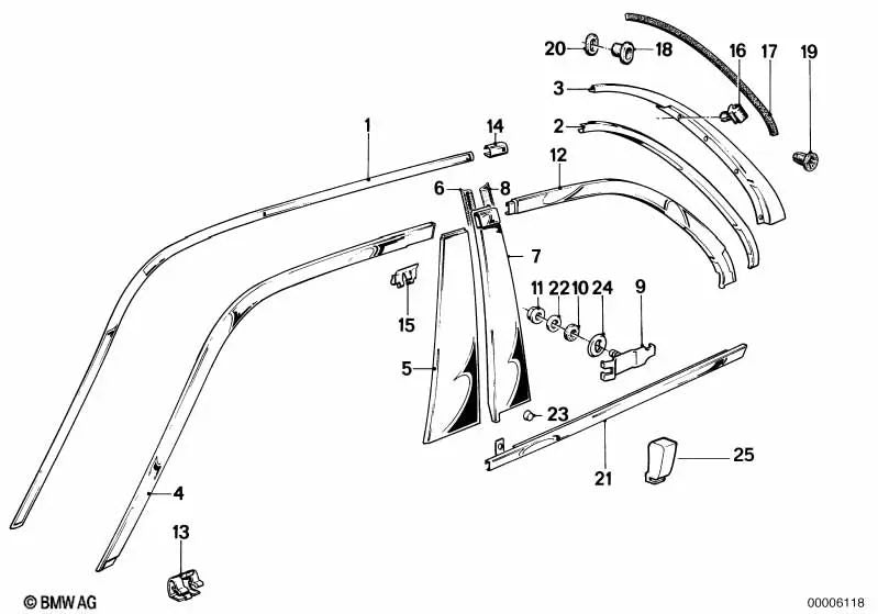 Blende izquierda para BMW Serie 3 E30 (OEM 51321888173). Original BMW