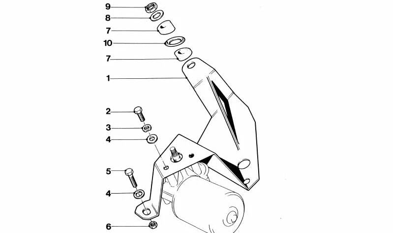 Soporte derecho del limpiaparabrisas OEM 61611356462 para BMW E21. Original BMW.