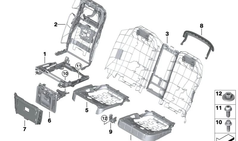 Almohadilla de asiento derecha OEM 52205A44554 para BMW (Modelos compatibles: Serie 1 F20, Serie 3 F30, Serie 5 G30, Serie 4 G22, X1 F48, X3 G01, X5 G05). Original BMW.