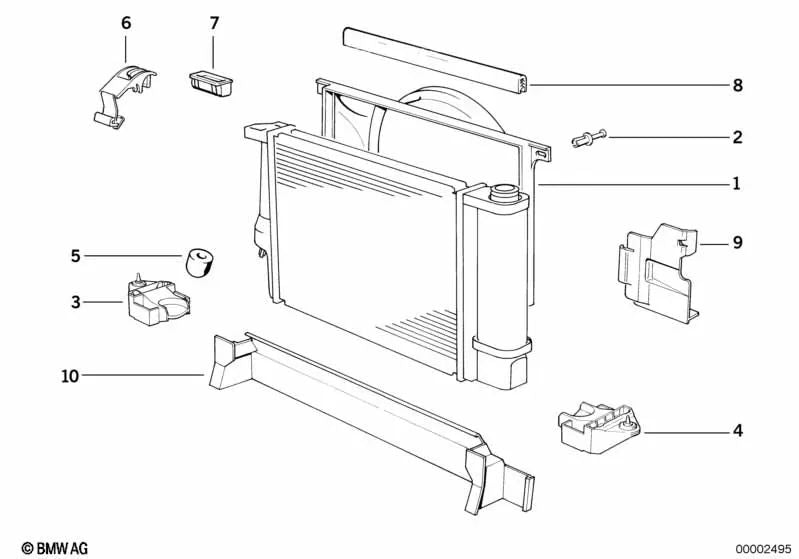 Logement des ventilateurs pour la série BMW 3 E36 (OEM 17111723066). BMW d'origine.