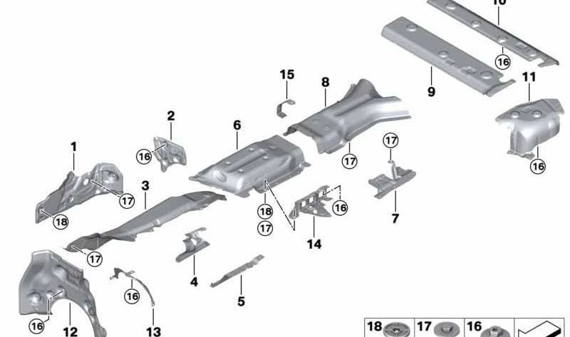 Aislamiento térmico del túnel para BMW X5 G05 (OEM 51497424929). Original BMW