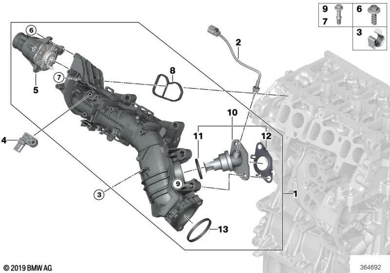 Tubería para BMW F20N, F21N Serie 1, F45, F46 Serie 2, F48 (OEM 11618575724). Original BMW.