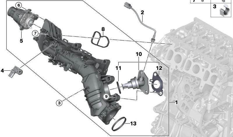 Colector de admisión con control de mariposa OEM 11618513854 para BMW F20, F21. Original BMW.