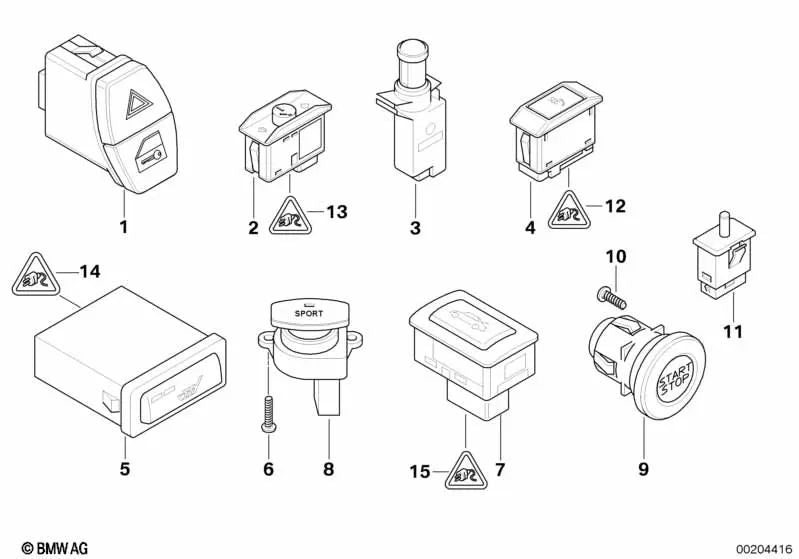 Interruptor FDC para BMW Serie 5 E60, E61, Serie 6 E63 (OEM 61316922799). Original BMW