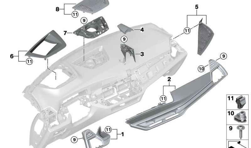 Cubierta de tablero madera de Álamo para BMW X7 G07N (OEM 51459634807). Original BMW