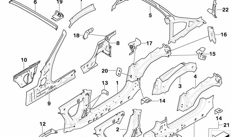 Placa de conexión chasis lateral derecho OEM 41217064702 para BMW Z4 (E85, E86). Original BMW.