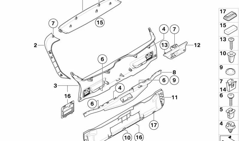 Rear Center Door Trim for BMW X5 E70 (OEM 51497172133). Original BMW.