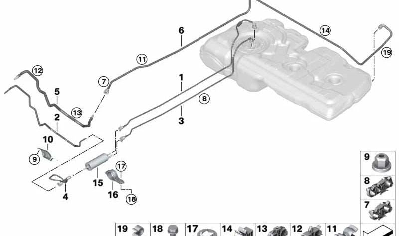 Air Duct Rinse Pipe for BMW 2 Series F46, F46N, X1 F49, F49N (OEM 16117325146). Original BMW