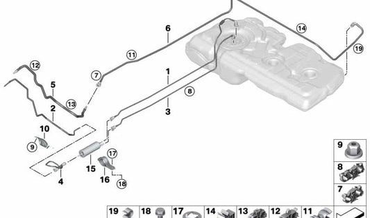 Air Duct Rinse Pipe for BMW 2 Series F46, F46N, X1 F49, F49N (OEM 16117325146). Original BMW