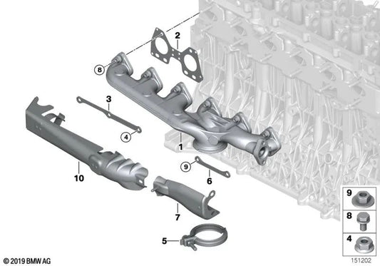 Escudo térmico para BMW E90, E90N, E91, E91N, E92, E93, E60, E60N, E61, E61N, E65, E66, E83, E83N, E70, E71 (OEM 11627797685). Original BMW