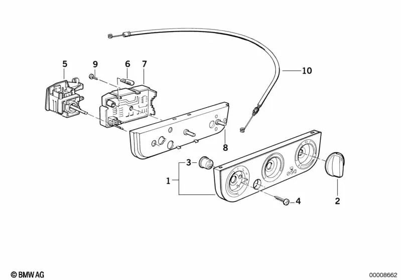 Cavo Bowden per ventilazione per la serie BMW 3 E36 (OEM 64111387944). BMW originale