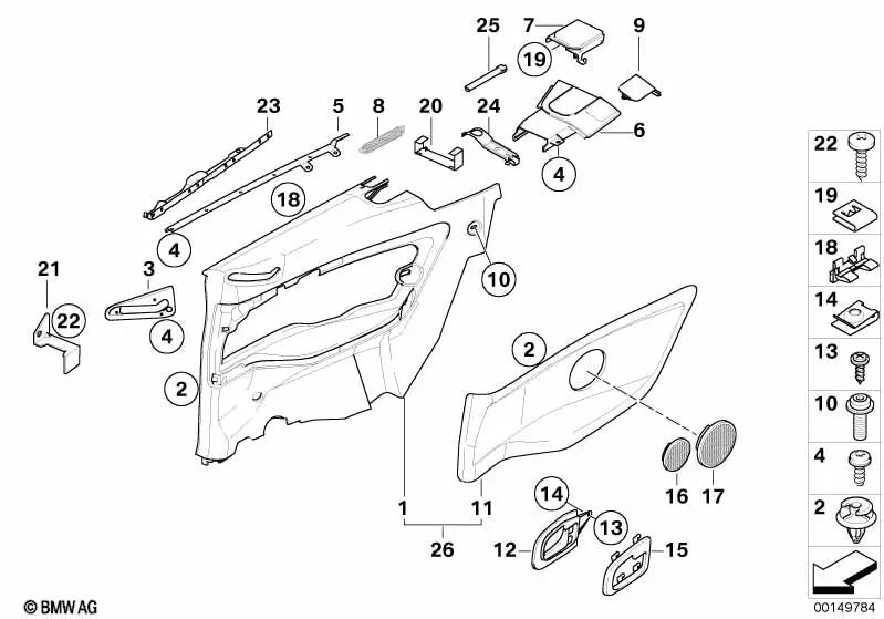 Right mechanism opening cover for BMW 3 Series E36 (OEM 51438172816). Original BMW