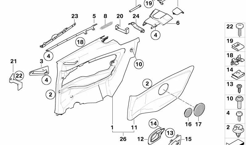 Clip de fijación OEM 51438206353 para BMW (Modelos compatibles: E36). Original BMW.