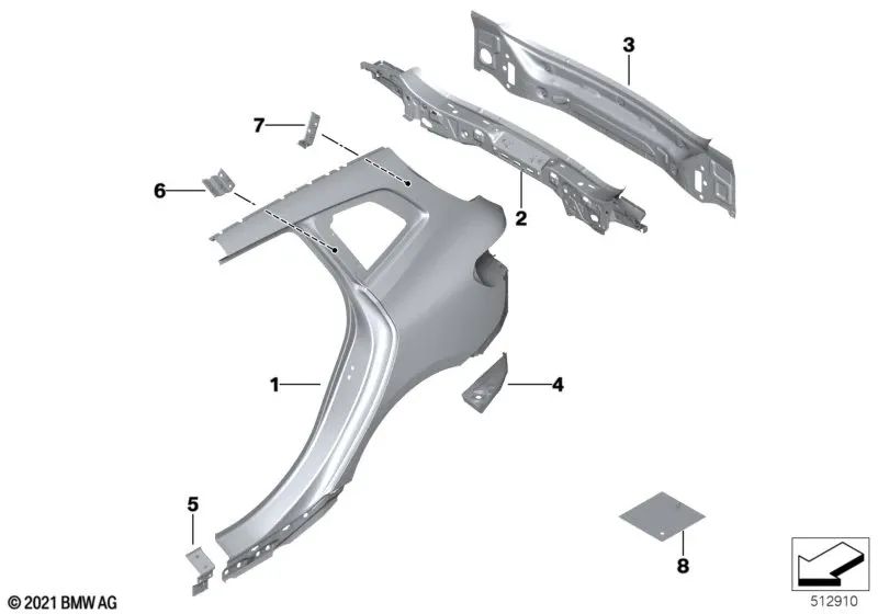 Chapa de refuerzo del umbral derecho para BMW Serie 2 U06 (OEM 41009623256). Original BMW