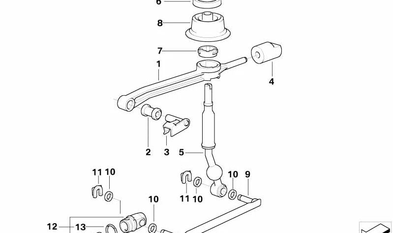 Brazo de Cambio para BMW Serie 3 E36 (OEM 25112227893). Original BMW