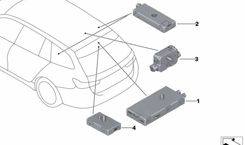 Antenna amplifier for BMW G21, G81 (OEM 65205A67758). Genuine BMW