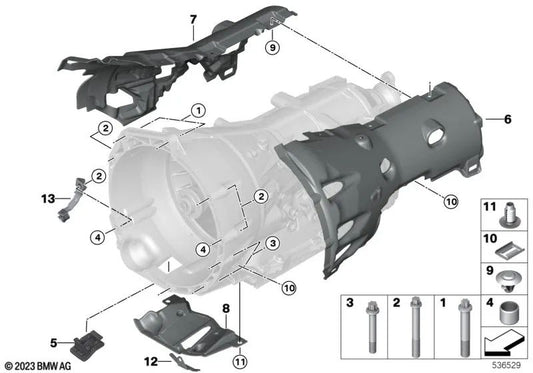 Lower acoustic capsule for BMW G20, G20N, G21, G21N, G22, G22N, G23, G23N, G26, G26N, G30N, G31N, G32N, G11N, G12N, G14, G15, G16, G01, G01N, G02N (OEM 24148485035). Genuine BMW.