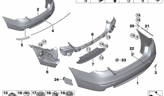 OM Printing traseiro traseiro 51127332764 Para BMW F10, F18. BMW original.