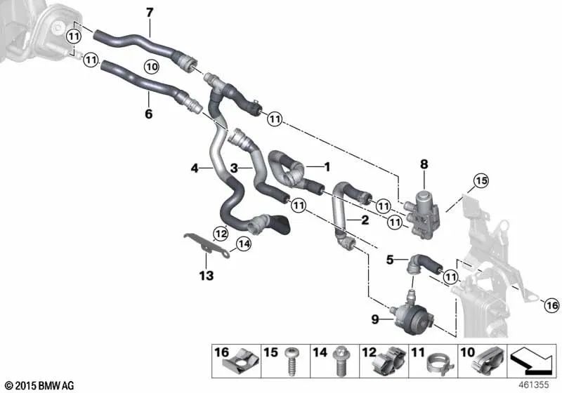 Manguera de refrigerante de ida para BMW Serie 3 F30N (OEM 64219329653). Original BMW