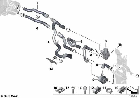 Manguera de refrigerante de ida para BMW Serie 3 F30N (OEM 64219329653). Original BMW