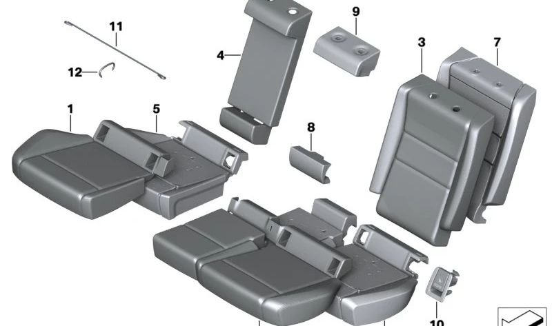 Funda de Asiento Cuero Sintético Izquierda para BMW Serie 2 U06, X1 U11 (OEM 52205A1D2C3). Original BMW