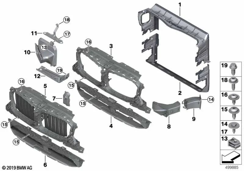 Aletas de aire inferiores para BMW X3 G01, X4 G02 (OEM 51137497231). Original BMW