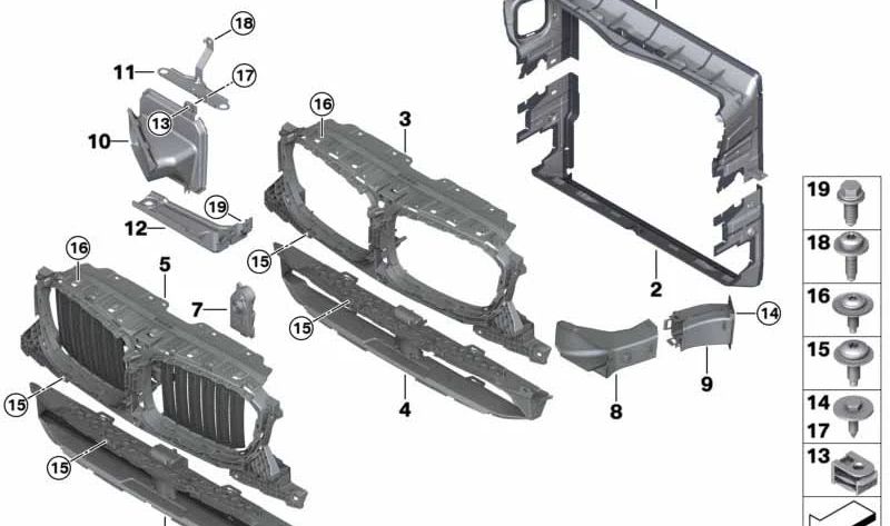 Trampillas de aire arriba de BMW X3 G01, X4 G02. Original BMW.