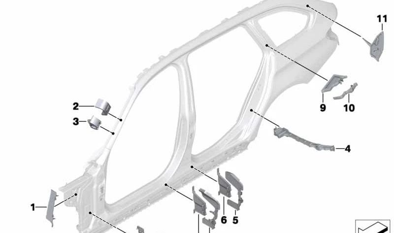 Pieza moldeada interior del pilar C para BMW Serie 3 F31, F31N (OEM 41007300865). Original BMW