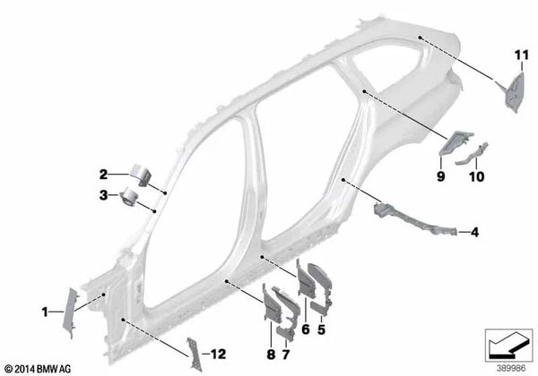 Pieza moldeada para BMW Serie 3 F30, F31, F35, F80 (OEM 41217264070). Original BMW