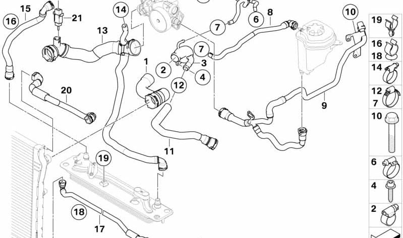 Manguera de refrigerante para BMW E70, E71 (OEM 17127589731). Original BMW