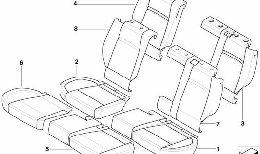 Funda respaldo cuero izquierdo OEM 52206973368 para BMW E70. Original BMW.