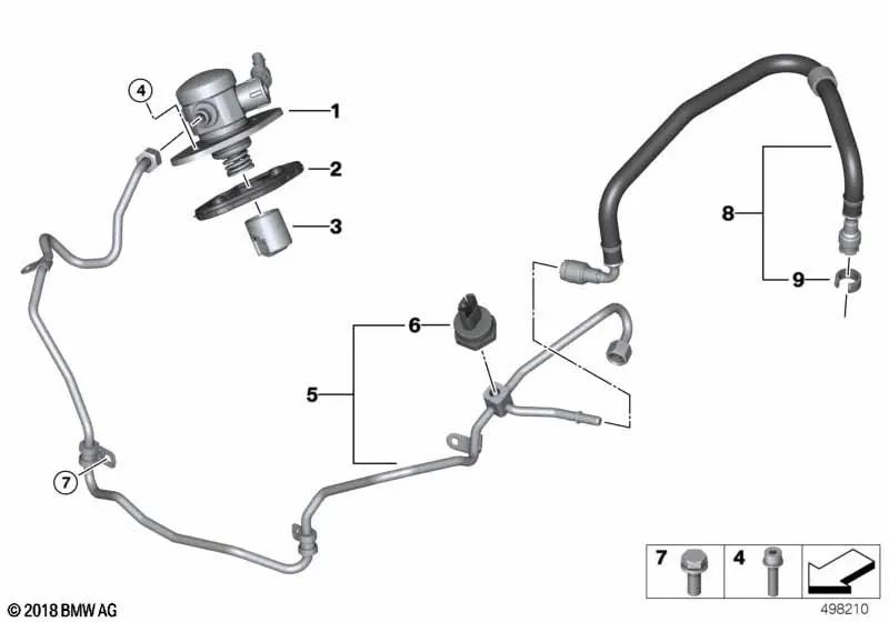 Bomba de alta presión para BMW F90, F90N, F91, F92, F93 (OEM 13517852361). Original BMW.