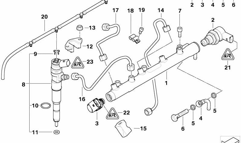 Tubo de retorno de combustible OEM 13537793466 para BMW (Modelos compatibles: E87, E90, E91). Original BMW.