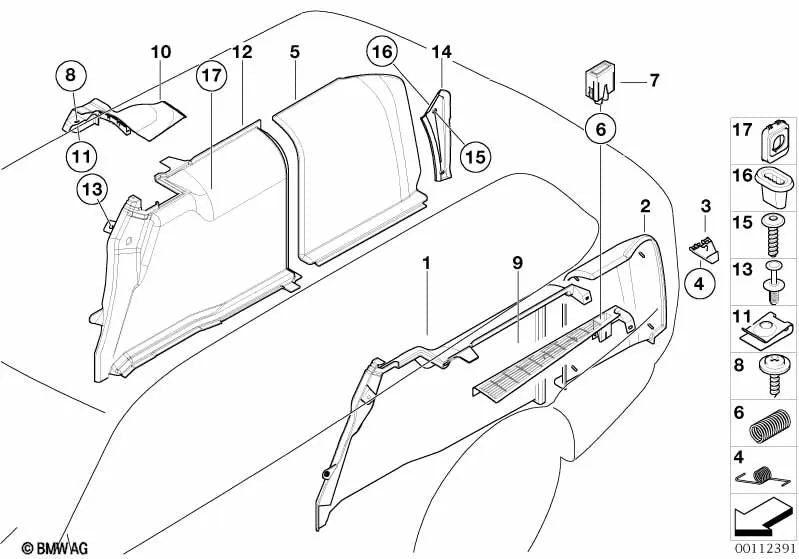 Left Seat Belt Cover for BMW 5 Series E39 (OEM 51478217123). Original BMW.