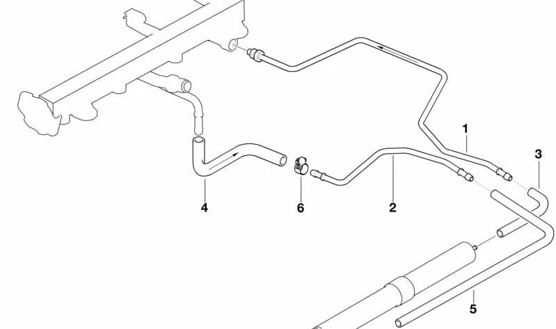 Línea de retorno de combustible para BMW Serie 3 E36 (OEM 13531743196). Original BMW.