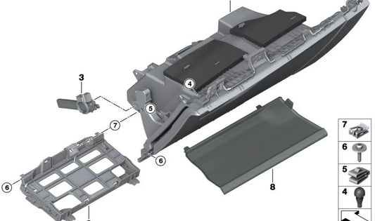 Glove Box Damper for BMW 2 Series U06, X1 U11, X2 U10 (OEM 51459632718). Original BMW