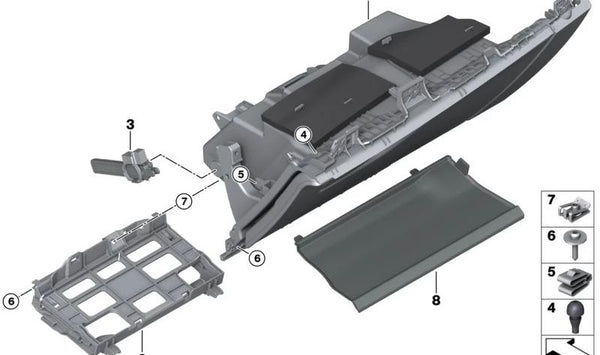 Amortiguador de la guantera para BMW Serie 2 U06, X1 U11, X2 U10 (OEM 51459632718). Original BMW